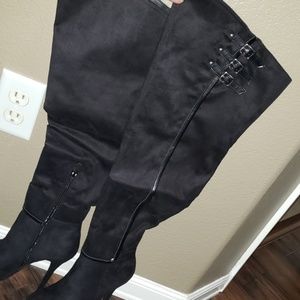 thigh high black boots